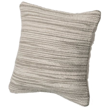 DEERLUX 16" Handwoven Wool & Cotton Throw Pillow Cover with Woven Knit Texture with Filler, Beige QI004316.BG.K